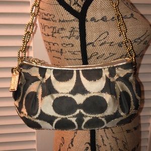 Coach Sig Poppy Chain Lurex Demi Pouch Handbag